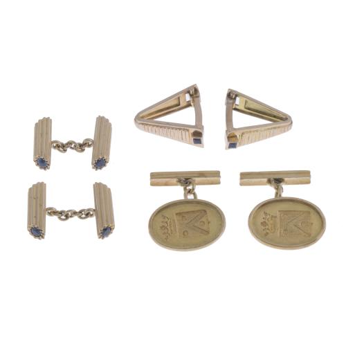 SET OF THREE PAIRS OF CUFFLINKS