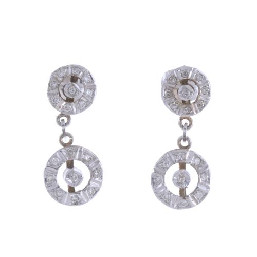 DOUBLE DIAMONDS ROSETTE EARRINGS, CIRCA 1980.