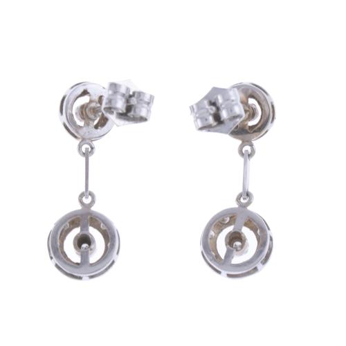 DOUBLE DIAMONDS ROSETTE EARRINGS, CIRCA 1980.