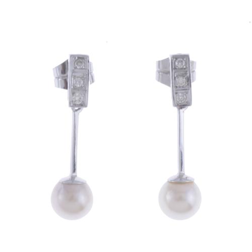 DIAMONDS AND NATURAL PEARLS EARRINGS.