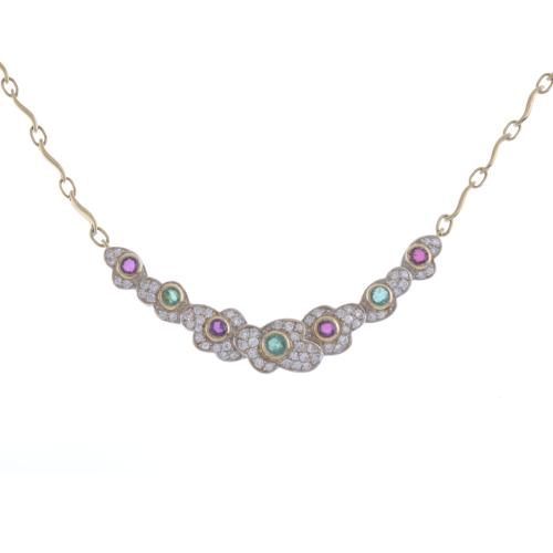 PENDANT WITH RUBIES, EMERALDS AND DIAMONDS.