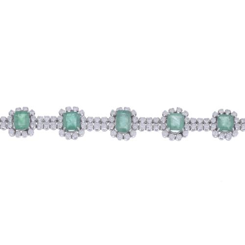 BRACELET WITH EMERALDS SURROUNDED BY DIAMONDS