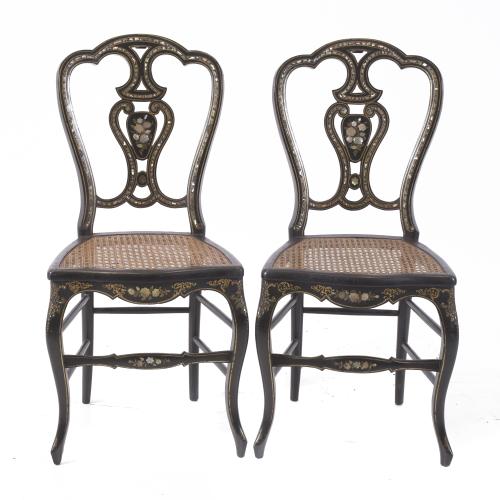 PAIR OF NAPOLEON III DANCE CHAIRS, CIRCA 1870 - 1880.