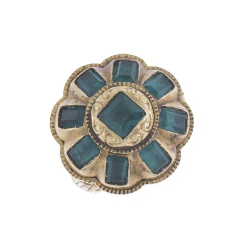 RENAISSANCE RING WITH EMERALDS ROSETTE