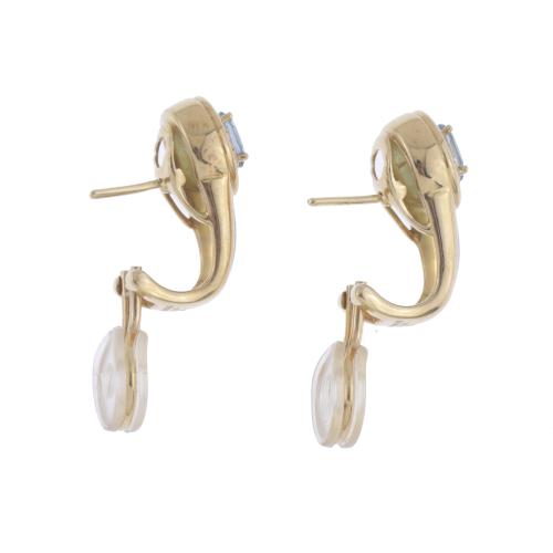 FABERGÉ EARRINGS WITH ENAMEL, AQUAMARINE BIRD&#39;S EYE AND DIA