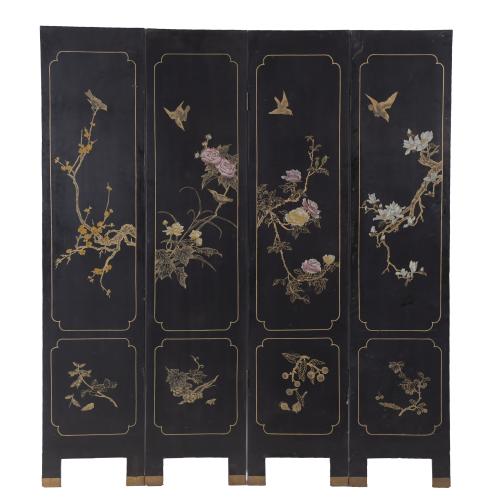 CHINESE FOUR-LEAF FOLDING SCREEN, 20TH CENTURY
