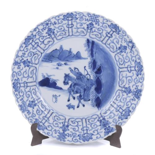 CHINESE KIANG LANG BLUE ENAMELLED DISH, GUANGXU PERIOD, LATE 18TH - EARLY 19TH CENTURY.