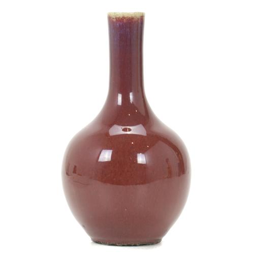 SANG DE BOEUF BOTTLE VASE, CHING PERIOD, FIRST HALF 19TH CENTURY.