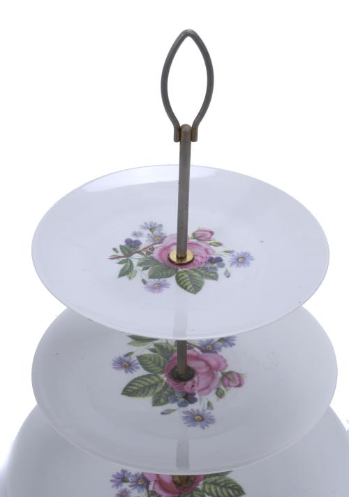 LIMONGES PORCELAIN TIERED CAKE TRAY, 20TH CENTURY.