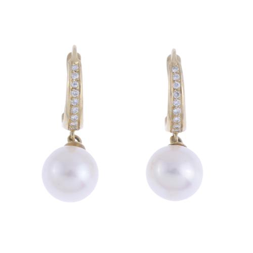 HALF CREOLE EARRINGS WITH DIAMONDS AND PEARLS
