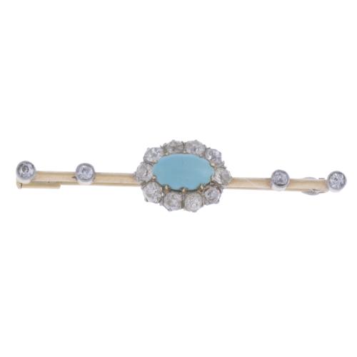TURQUOISE AND DIAMONDS TIE PIN