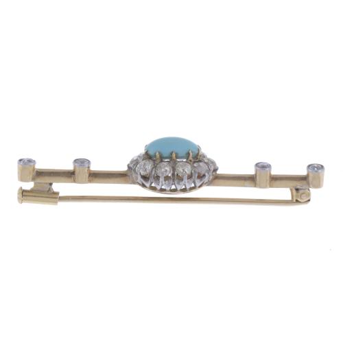TURQUOISE AND DIAMONDS TIE PIN