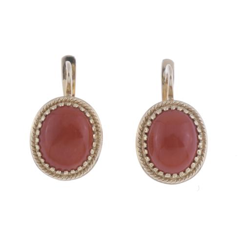 YELLOW GOLD AND CORAL EARRINGS