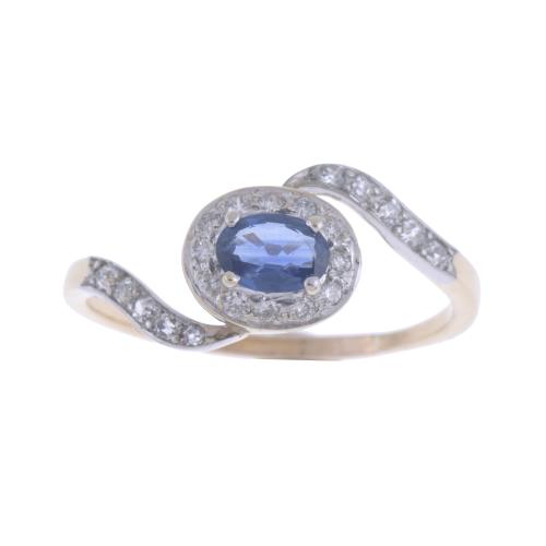 SAPPHIRE AND DIAMONDS ROSETTE RING