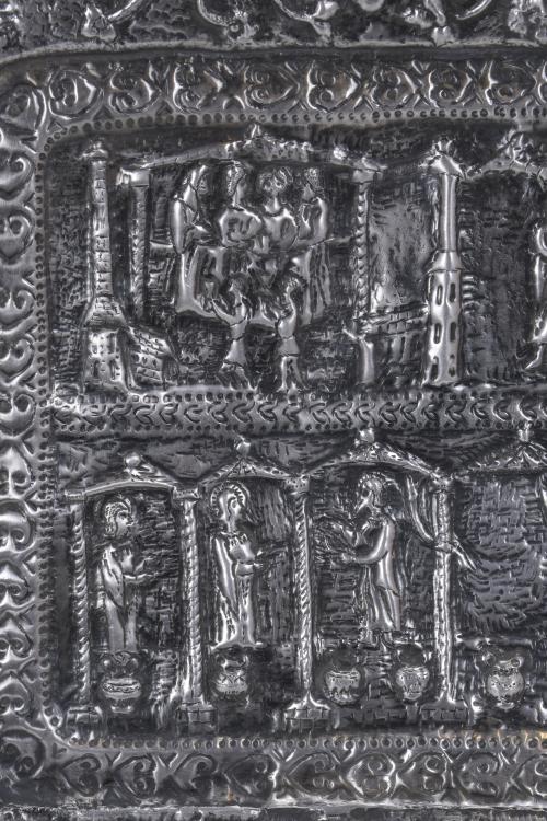 EMBOSSED SILVER TRAY. 