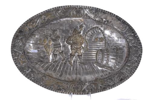 EMBOSSED SILVER TRAY.