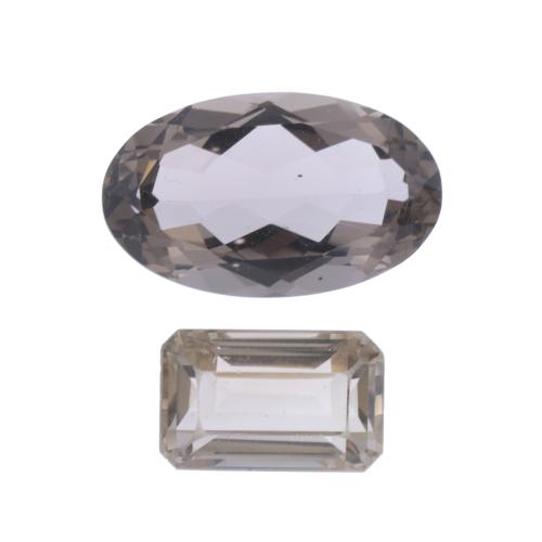 LARGE CITRINE AND SMOKY QUARTZ, UNMOUNTED 