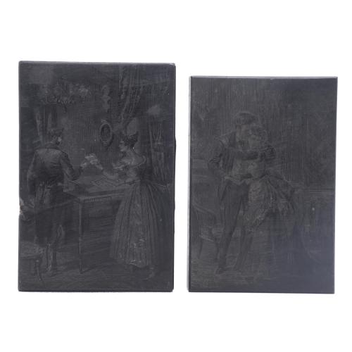 PAIR OF WOODCUT PLATES, MID 19TH CENTURY.