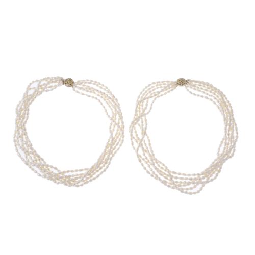 PAIR OF RIVER PEARLS CHOKERS