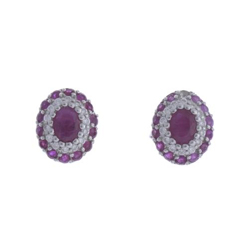 ROSETTE EARRINGS WITH RUBIES AND DIAMONDS