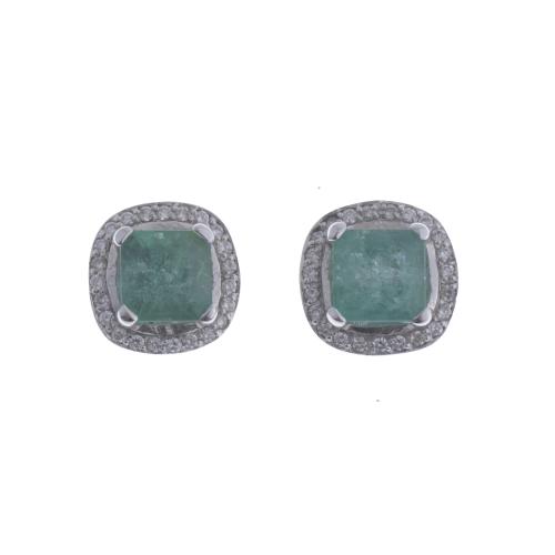 EMERALDS ROSETTE EARRINGS.