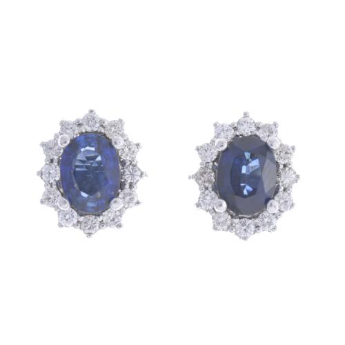 ROSETTE EARRINGS WITH SAPPHIRES AND DIAMONDS