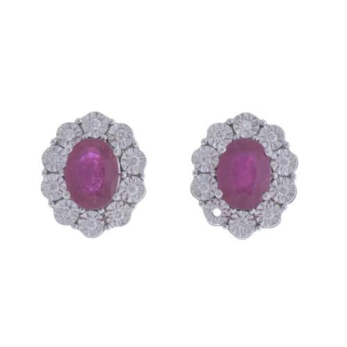 ROSETTE EARRINGS WITH RUBIES AND DIAMONDS