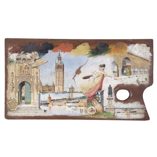 19TH-20TH CENTURIES SPANISH SCHOOL. "SOUVENIR FROM SEVILLE", 1900.