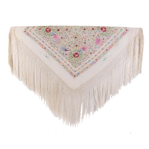 EMBROIDERED SILK MANILA SHAWL, 20TH CENTURY.
