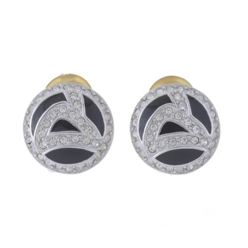 CHRISTIAN DIOR. STEEL AND ENAMEL EARRINGS, CIRCA 1980.