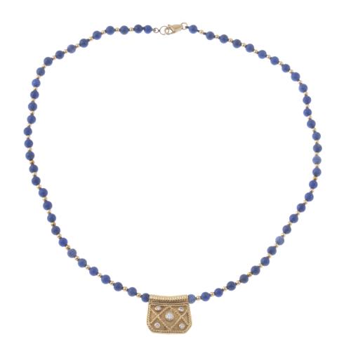 PENDANT WITH LAPIS LAZULI AND DIAMONDS