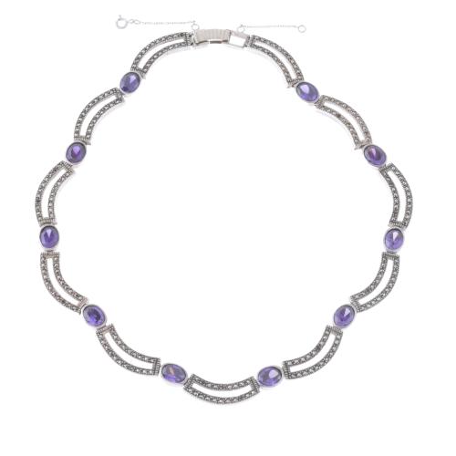 EMPIRE STYLE CHOKER IN SILVER AND AMETHYSTS