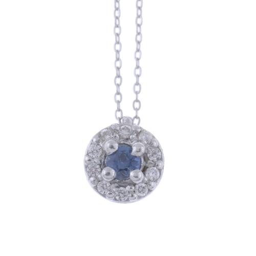 ROSETTE PENDANT WITH SAPPHIRE AND DIAMOND.