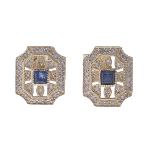 ART DECO STYLE EARRINGS WITH SAPPHIRES AND DIAMONDS