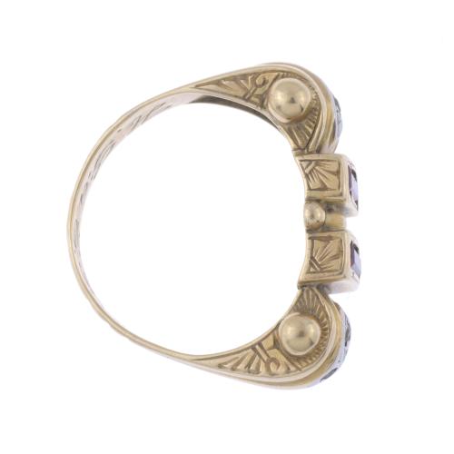 CHEVALIER RING WITH RUBIES AND DIAMONDS