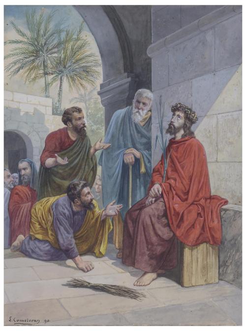 LLEÒ COMELERAN (1830-?). Pair of religious illustrations, 1890.