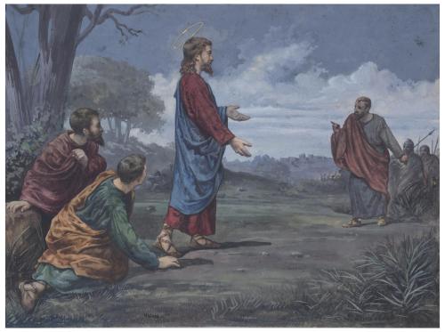 LLEÒ COMELERAN (1830-?). Pair of religious illustrations, 1890.