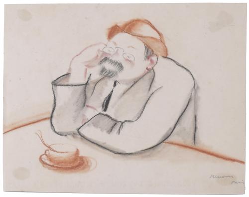 MIQUEL DE RENOM DE GÁRATE (1912-?). "GENTLEMAN BEFORE A CAFÉ", Paris.
