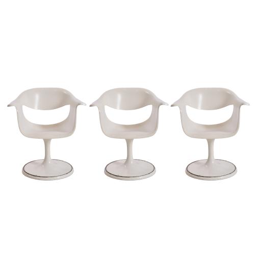 Conjunto de tres sillas giratorias Space Age, med. siglo XX.