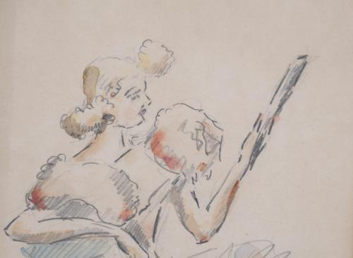 20TH CENTURY SPANISH SCHOOL. ‘WOMAN SEATED IN PROFILE’.