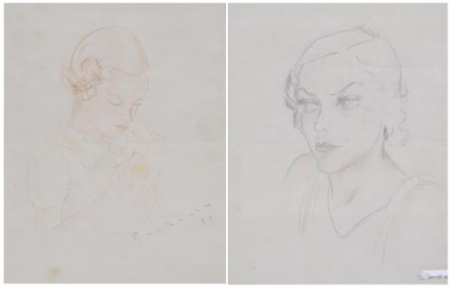 PAIR OF WOMEN'S PORTRAITS. Circa 1933.