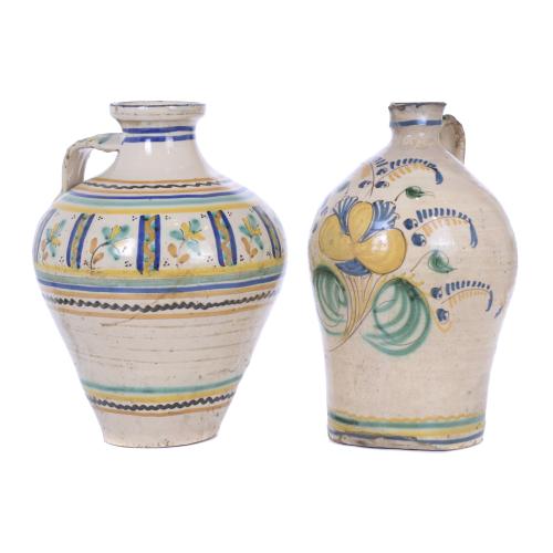 Conjunto de dos jarras con asa del Puente del Arzobispo, Toledo, siglo XVIII. 