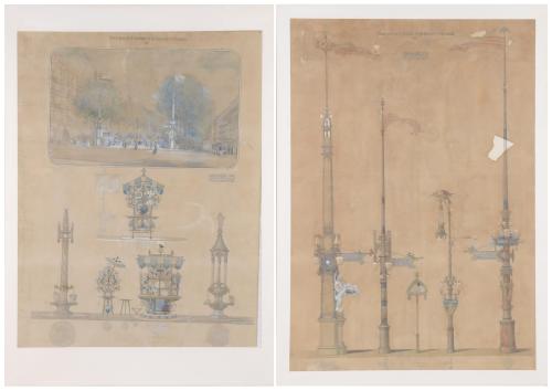 ENRIC MONSERDÀ I VIDAL (1850-1926). "Avant projecte de decoració de las Ramblas de Barcelona", 1915.