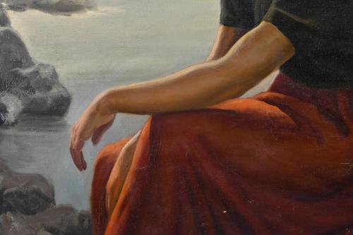 FRANCESC GALOFRE SURÍS (1901-1986). "Joven sentada frente a