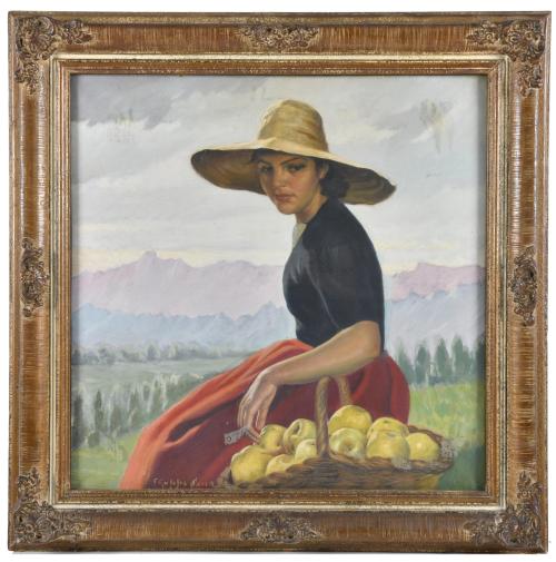FRANCESC GALOFRE SURÍS (1901-1986). "Joven con cesta de man
