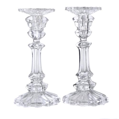 Pair of glass candlesticks, 20th century.