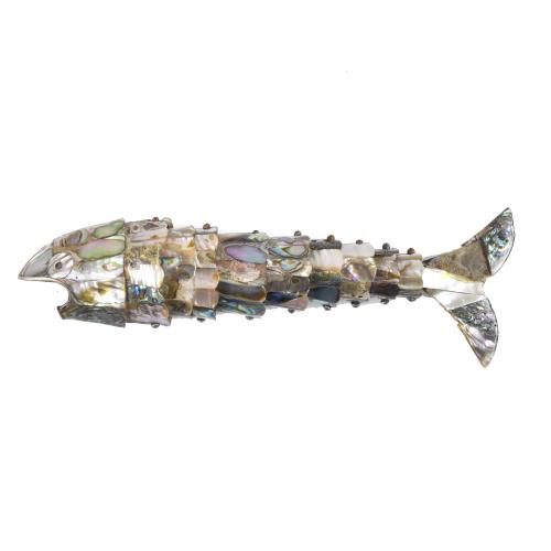Bottle opener in the shape of an articulated fish, 20th century.