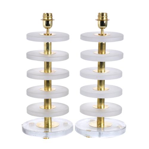 Pair of glass table lamps, 20th century.