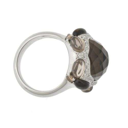Ring with smoky topaz and diamonds.