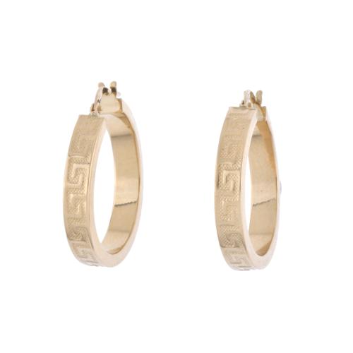 Siguiendo modelos de VERSACE, pendientes aretes con grabado en forma de greca.